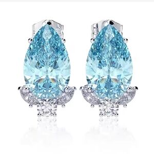 Elegant Blue Teardrop Earrings